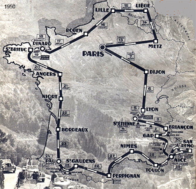 Tour de France 1950 Strecke